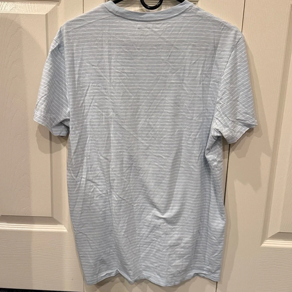 J. Crew Soft Blue Striped Tee. Size slim washed large